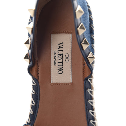Valentino Garavani Denim Rockstud Ankle Wrap Espadrille 20mm Flats 37 Light Denim 5 of 7