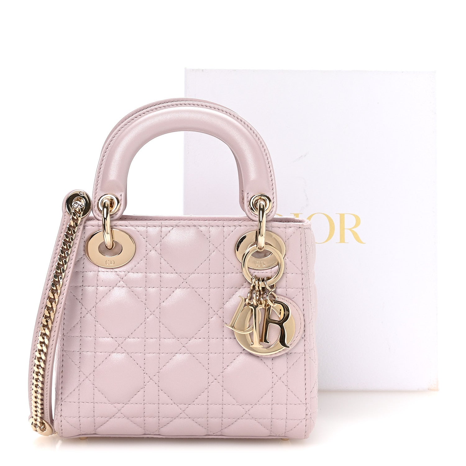 Christian Dior Metallic Lambskin Cannage Mini Lady Dior Lotus 10 of 10