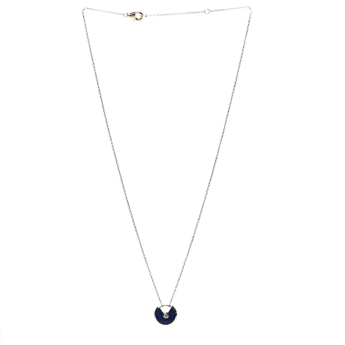 18K Yellow Gold Diamond Lapis Lazuli XS Amulette de Pendant Necklace