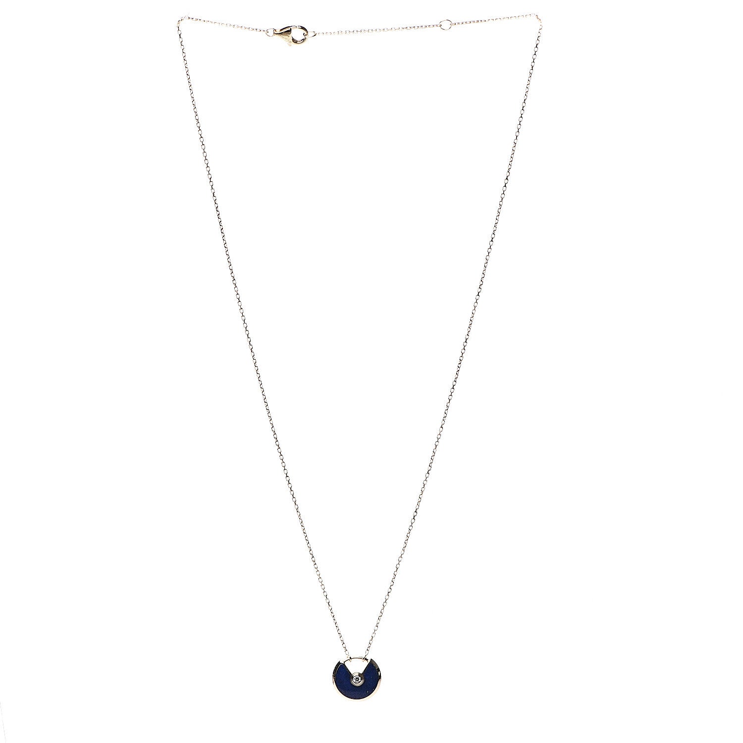 Cartier 18K Yellow Gold Diamond Lapis Lazuli XS Amulette de Pendant Necklace 2 of 5