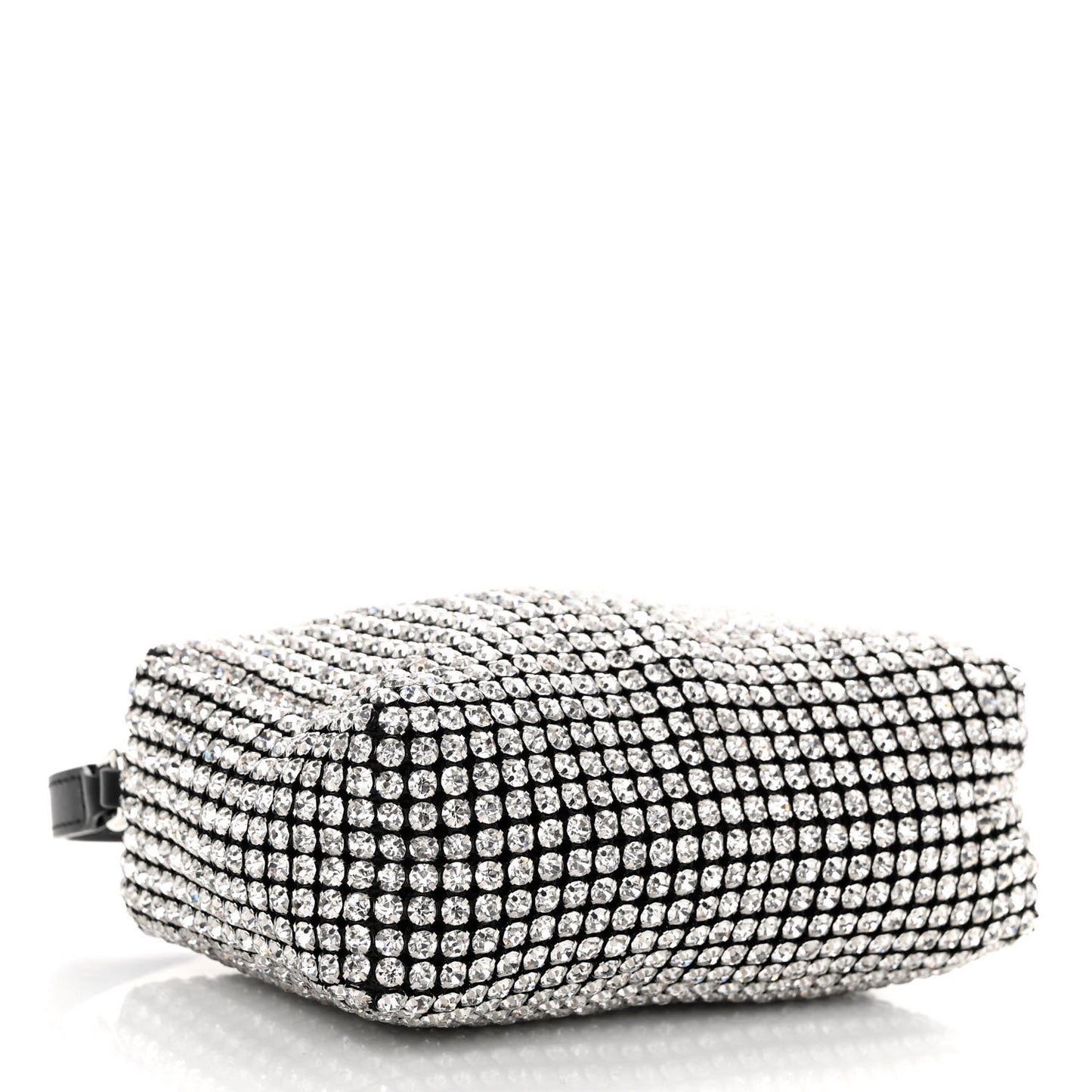 Mesh Crystal Rhinestone Mini Heiress Pouch Black Silver