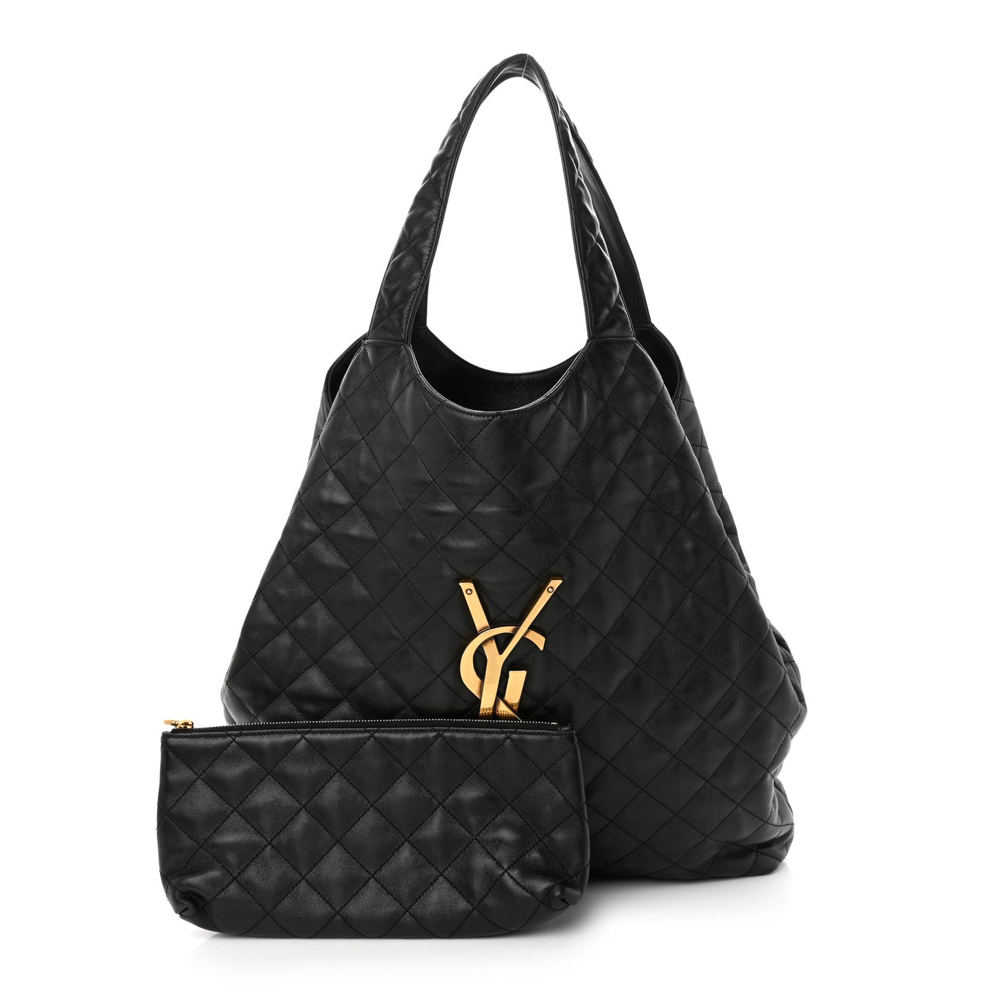 Lambskin Quilted Maxi Icare Shopping Tote Black
