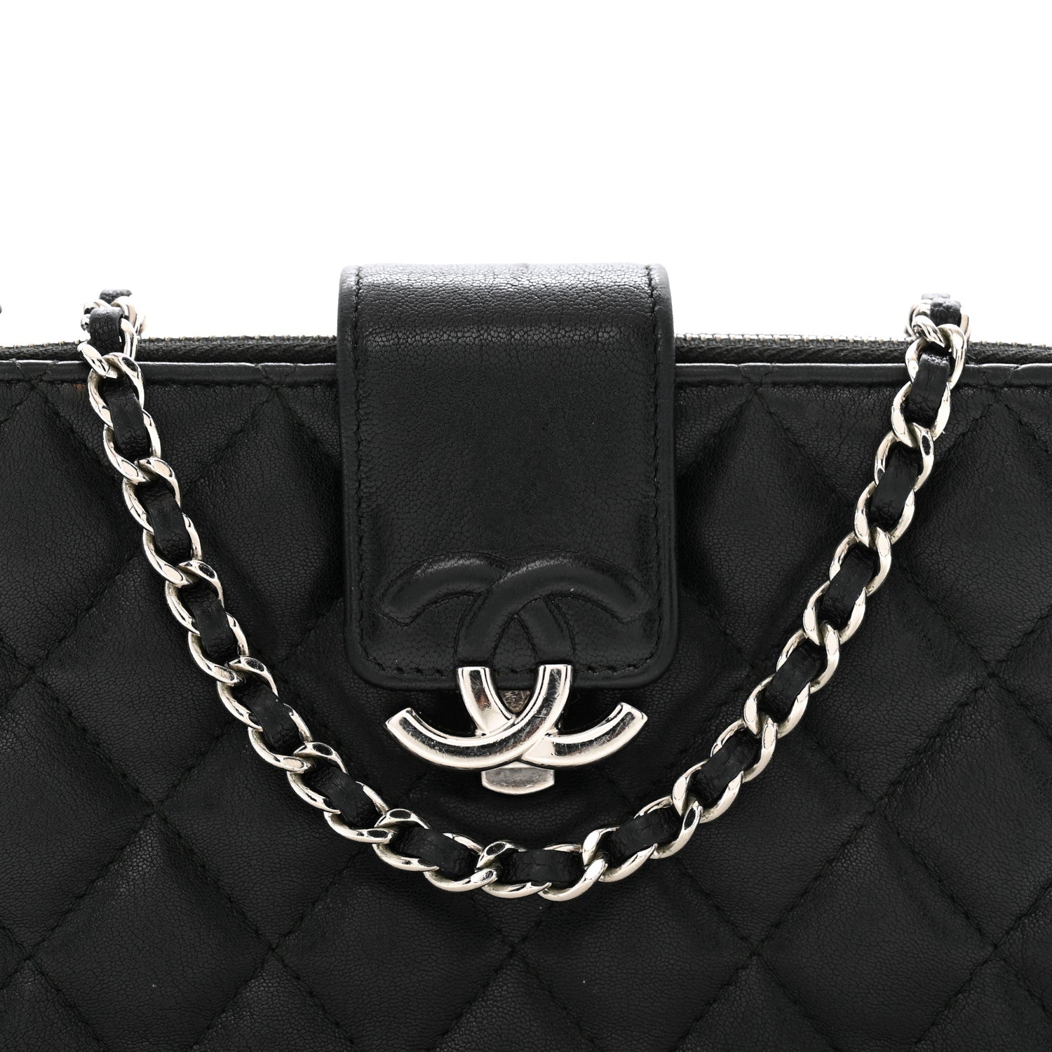 Chanel Lambskin Quilted CC Box Clutch With Chain Black 10 of 16