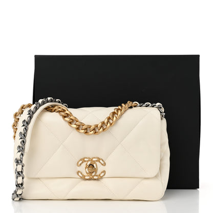 Chanel Lambskin Quilted Medium Chanel 19 Flap White 10 of 10