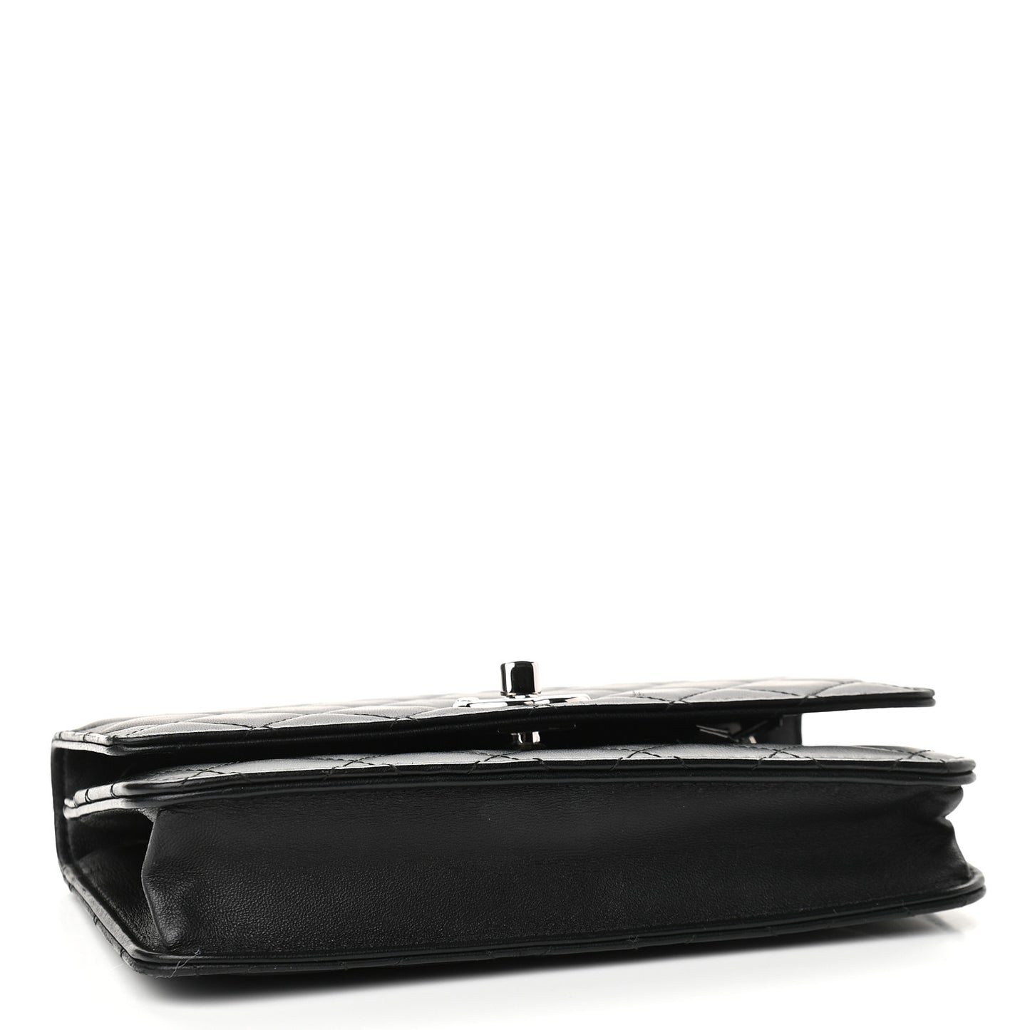 Lambskin Quilted Trendy CC Wallet On Chain WOC Black