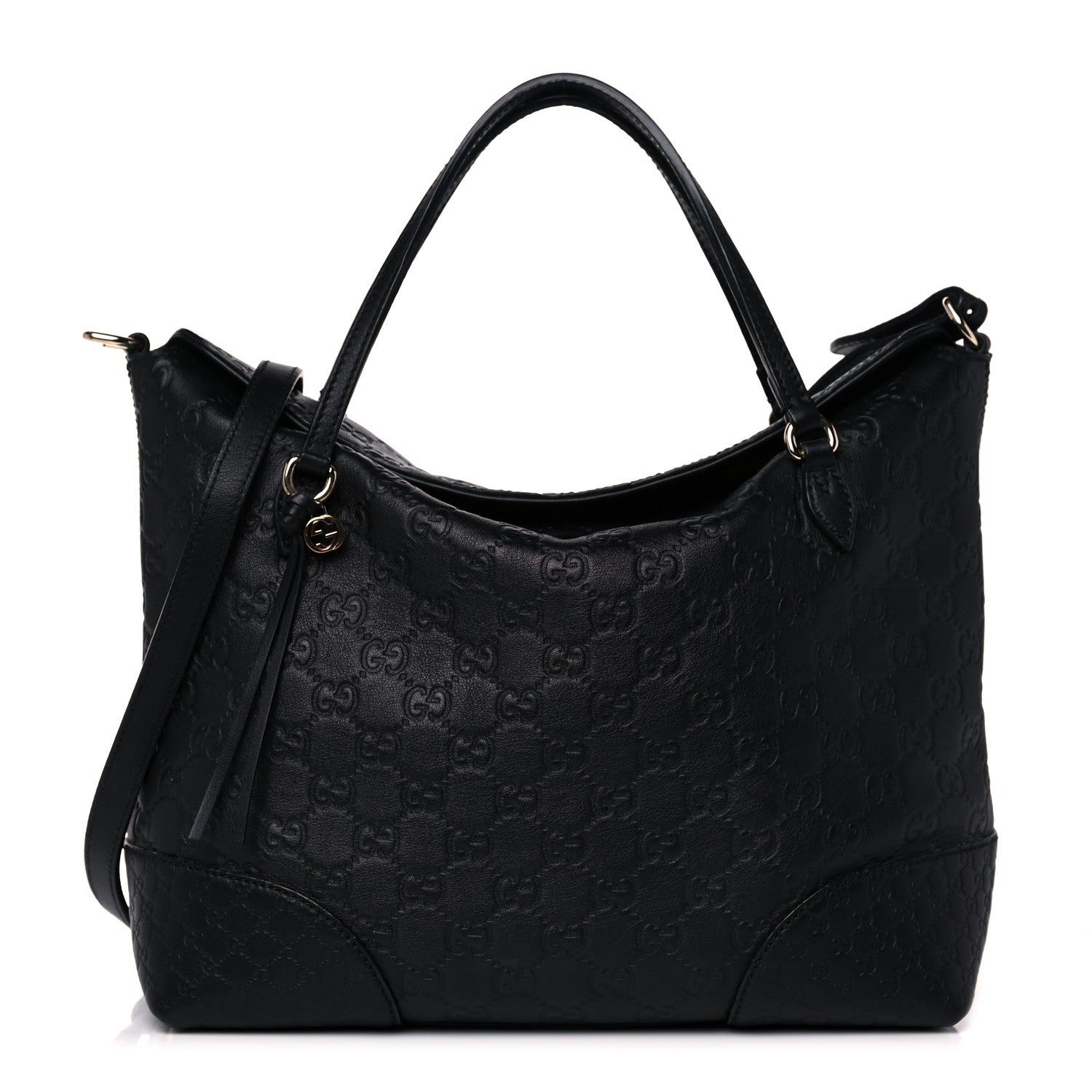 Gucci Guccissima Medium Bree Foldover Tote Black 1 of 13