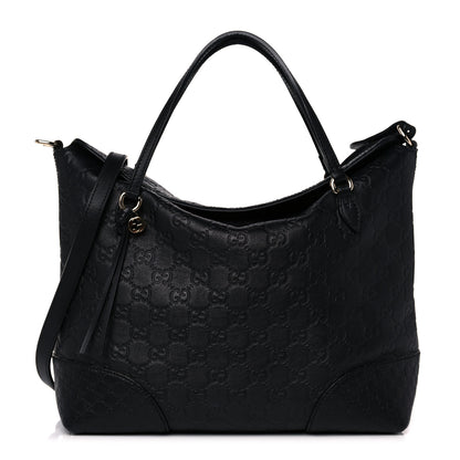 Gucci Guccissima Medium Bree Foldover Tote Black 1 of 13