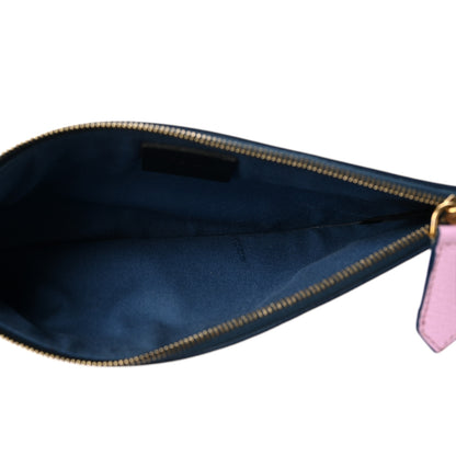 Fendi Vitello Elite Crystal Eye Monster Continental Wallet Cobalt Lavender Pink 5 of 6