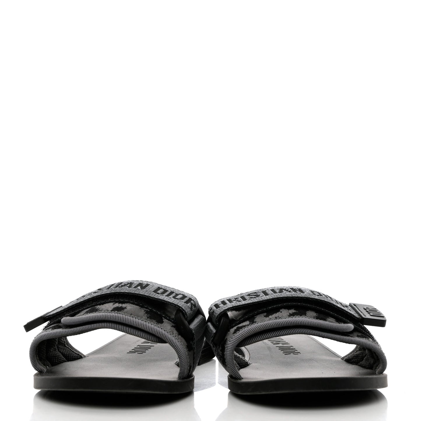 Technical Stretch Fabric Leopard Dio(r)evolution Slide Sandals 38 Grey