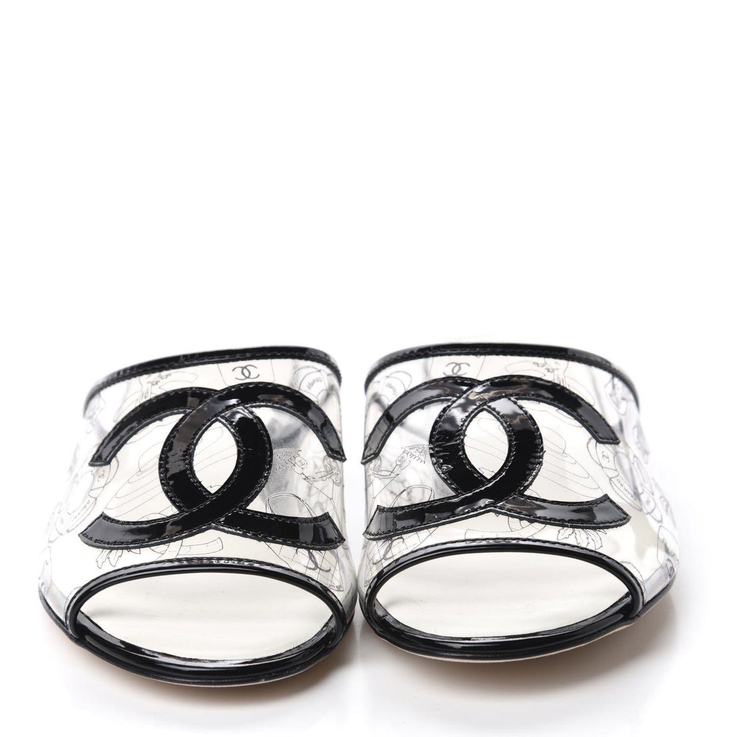 Patent Calfskin PVC Mule 36 Transparent Black