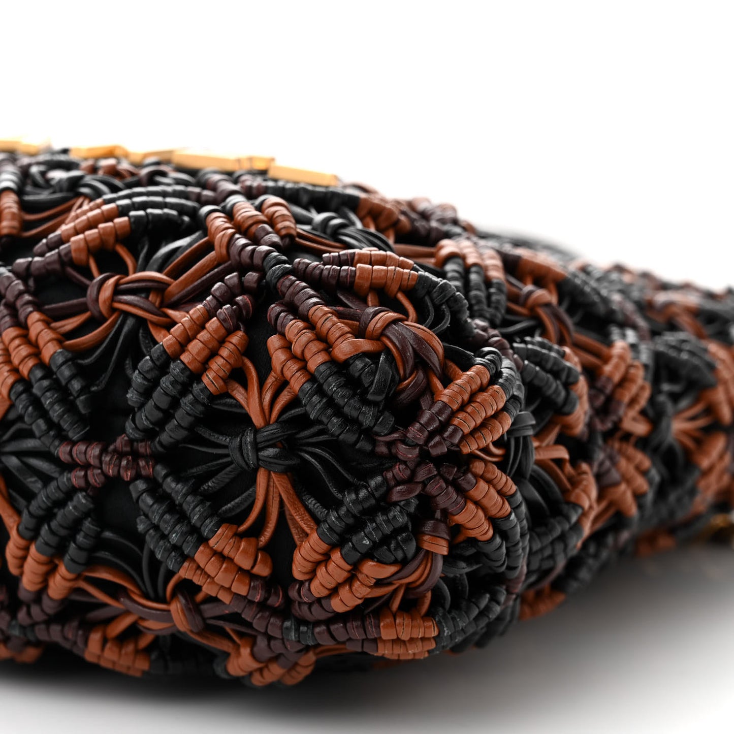 Calfskin Macrame Mini Chanel 22 Black Light Brown Burgundy