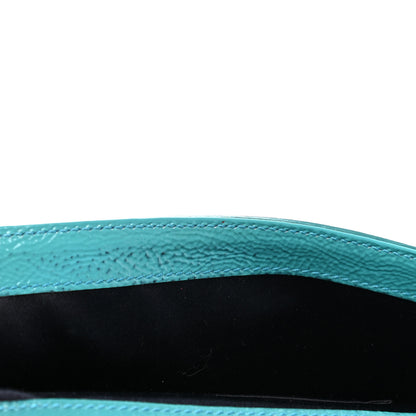 Saint Laurent Textured Patent Monogram Small Belle De Jour Clutch Turquoise 7 of 10