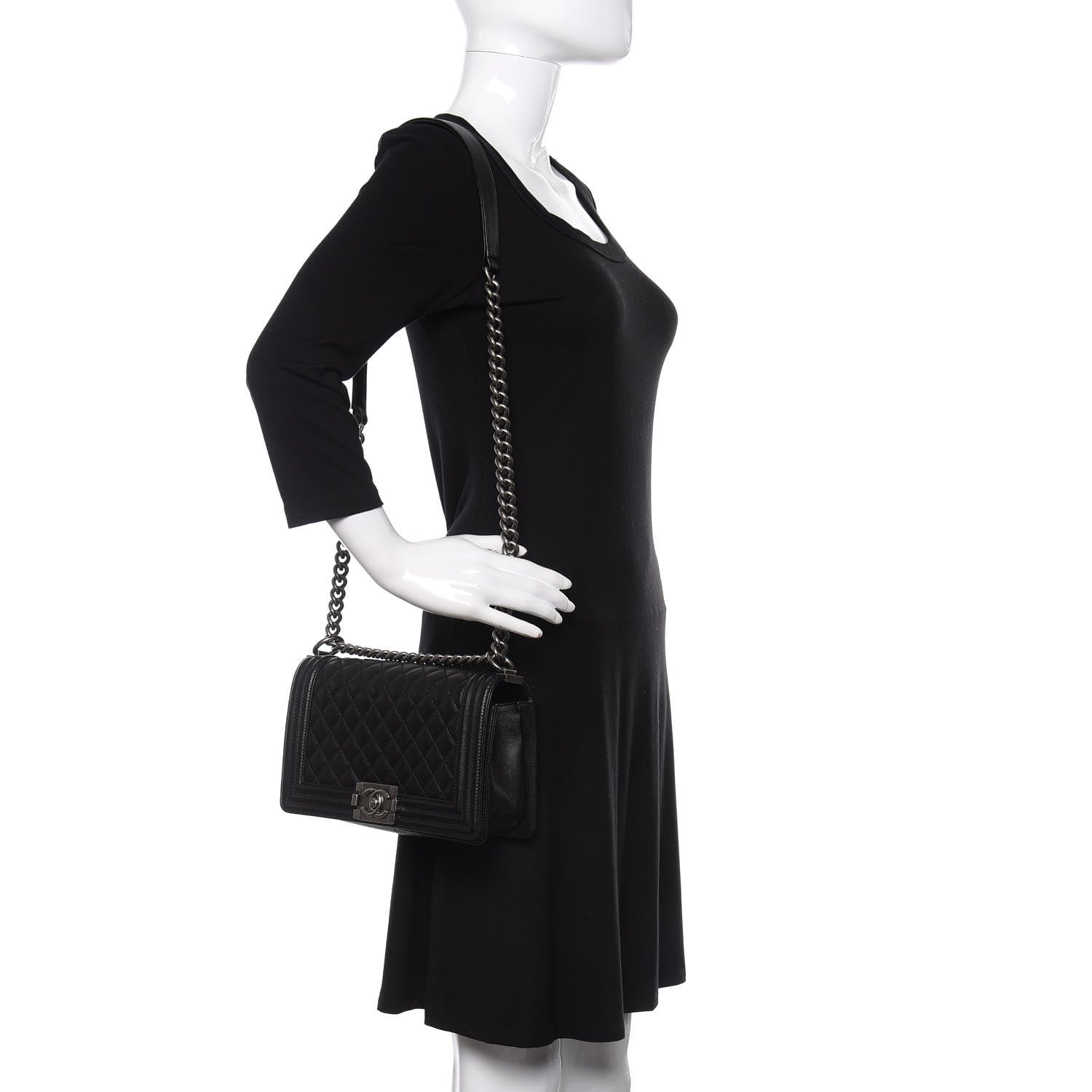 Chanel Caviar Quilted Medium Boy Flap Black 2 of 10