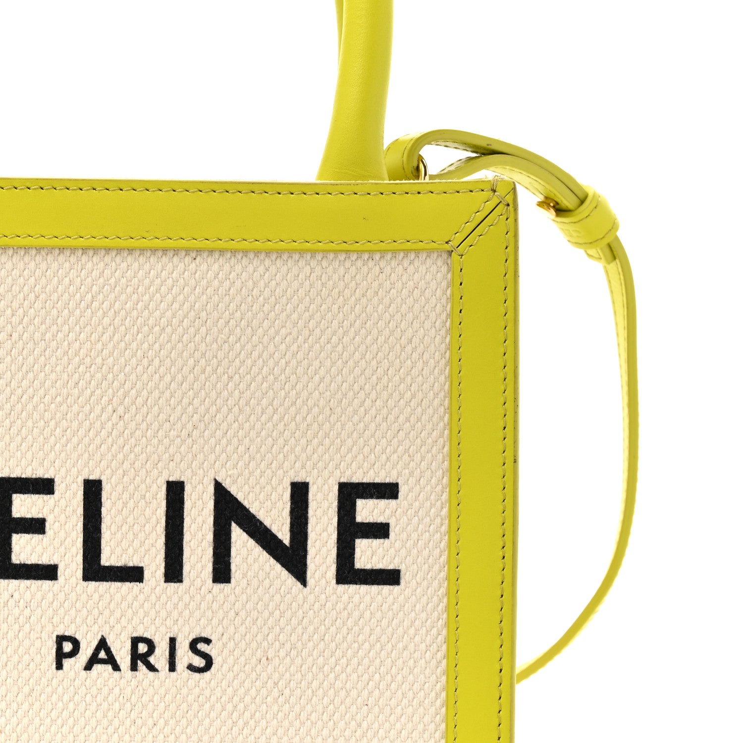 CELINE セリーヌ ケース イエロー Celine Canvas Calfskin Mini Vertical Cabas Neon Yellow 1821828