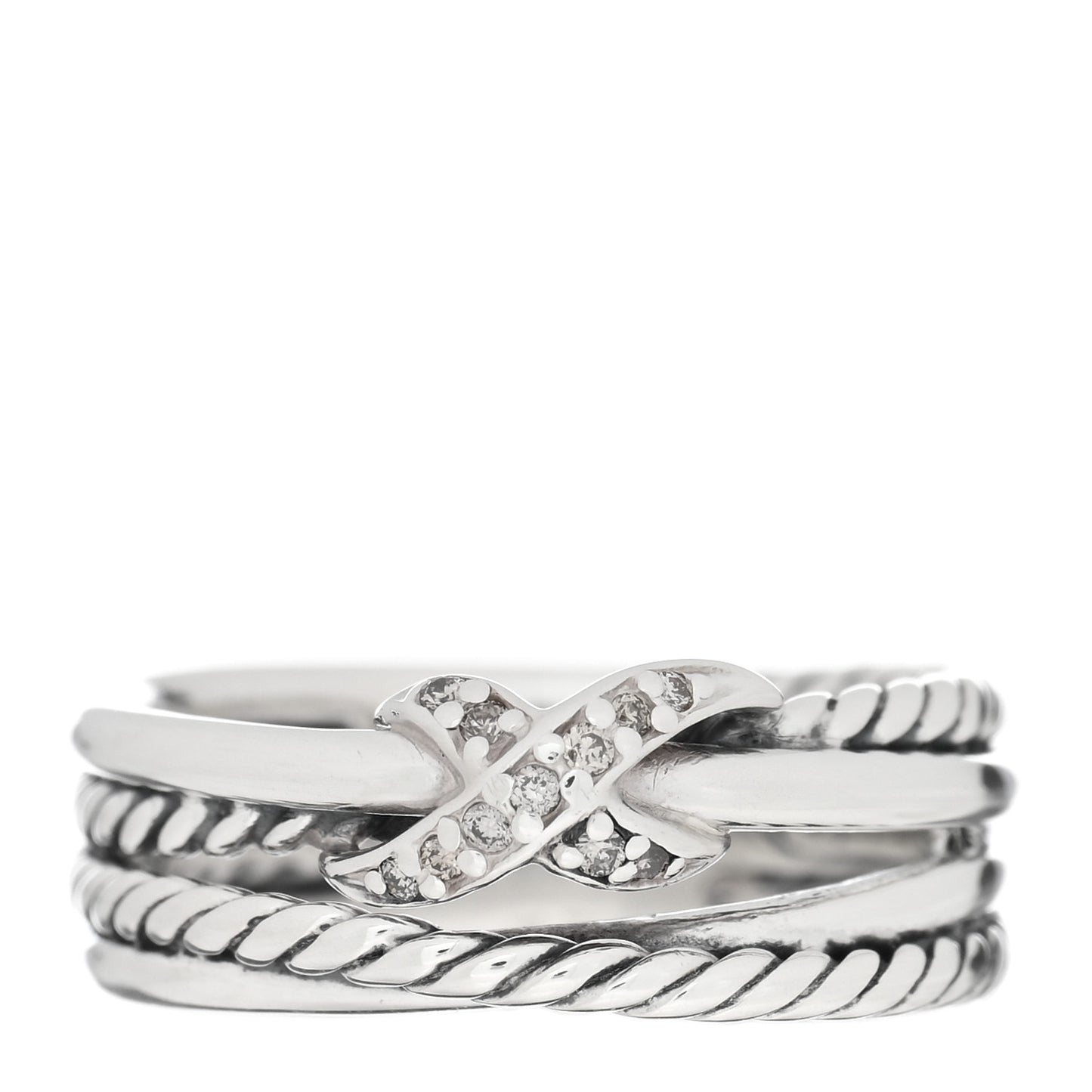 Sterling Silver Diamond X Crossover Ring 50 5.5