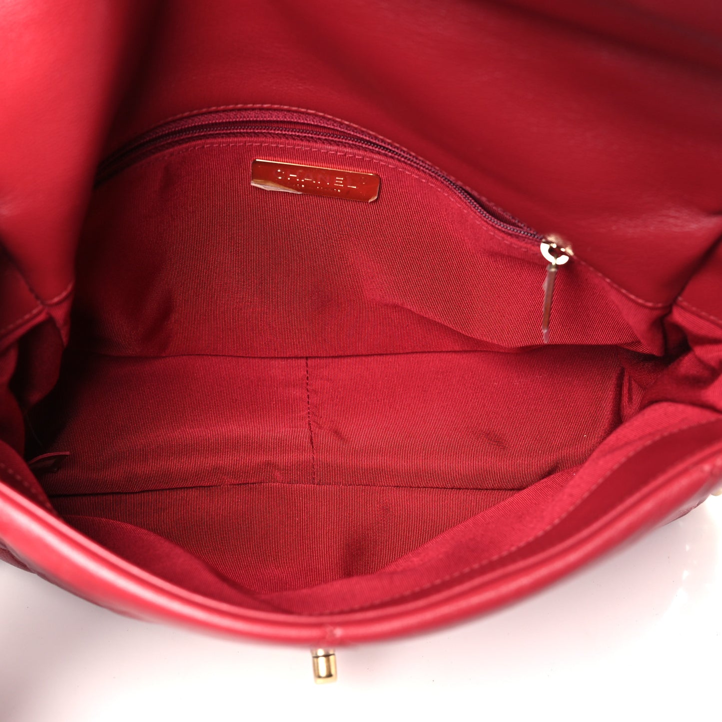 Goatskin Quilted Large Chanel 19 Flap Red