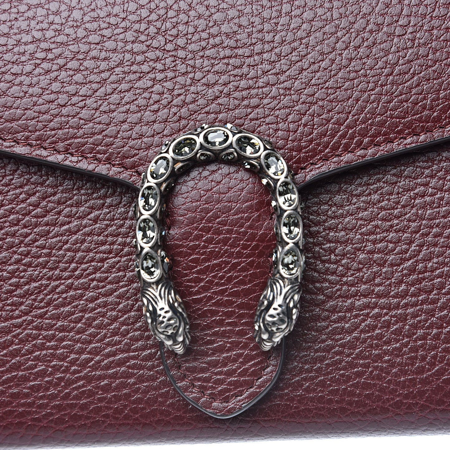 Dollar Calfskin Crystal Mini Dionysus Chain Wallet Vintage Bordeaux