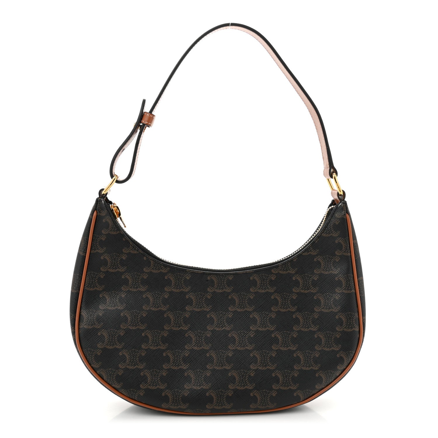 Celine Triomphe Canvas Calfskin Ava Shoulder Bag Tan 1 of 9