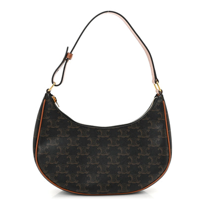 Celine Triomphe Canvas Calfskin Ava Shoulder Bag Tan 1 of 9