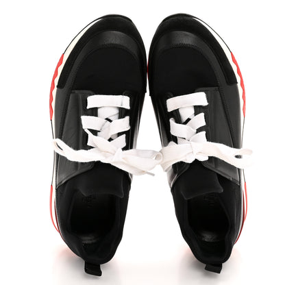 Hermes Calfskin Technical Canvas Suede Goatskin Womens Stadium Sneakers 37.5 Black 2 of 11