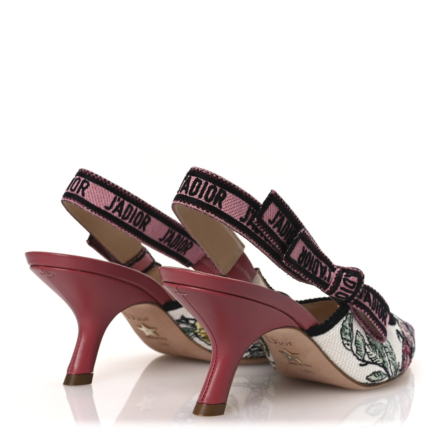 Canvas Embroidered Florilegio J'Adior Slingback 65mm Pumps 38.5 White Multicolor
