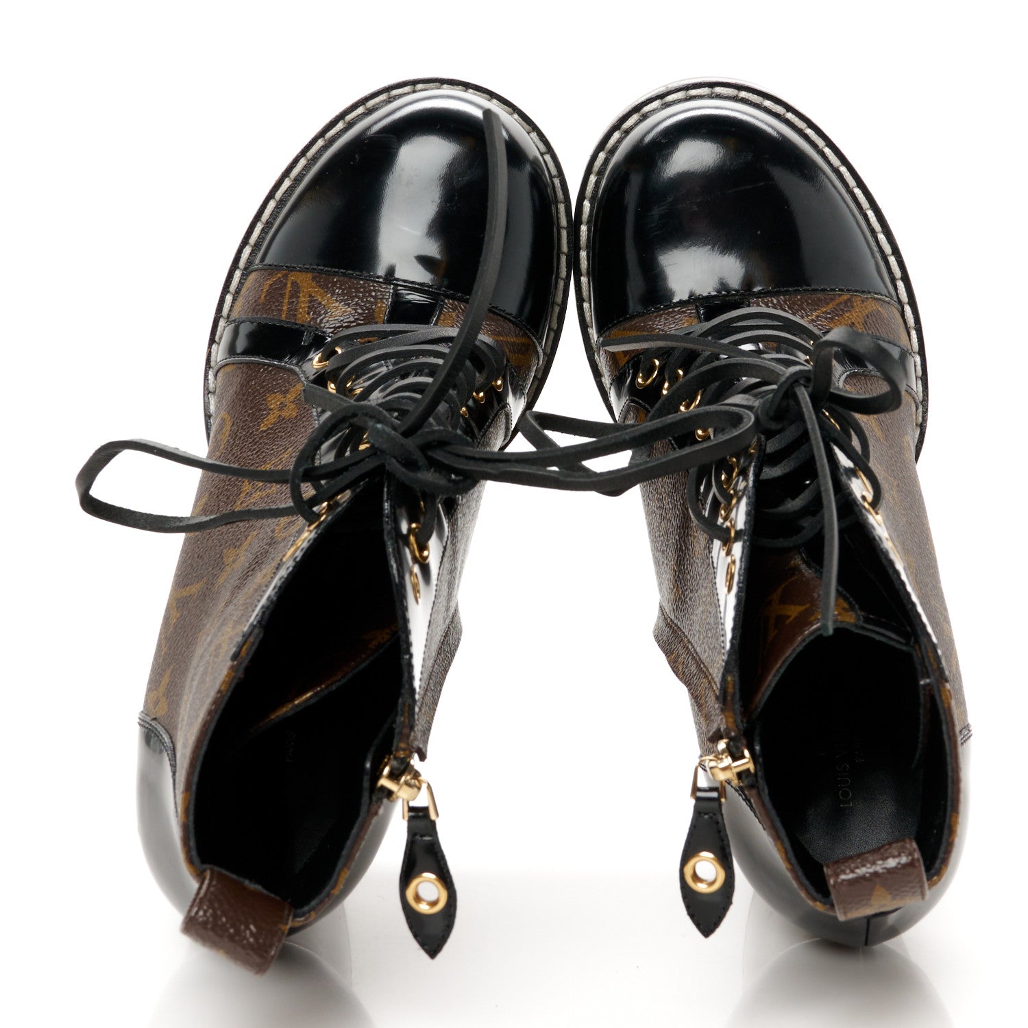 Louis Vuitton Patent Calfskin Monogram Star Trail Ankle Boots 39.5 Black 2 of 8