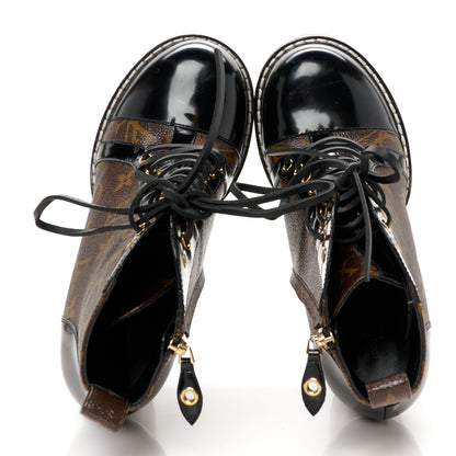 Louis Vuitton Patent Calfskin Monogram Star Trail Ankle Boots 39.5 Black 2 of 8