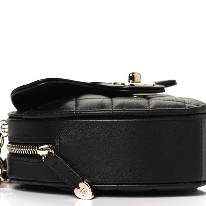 Chanel Lambskin Quilted CC In Love Heart Clutch With Chain Black 9 of 11