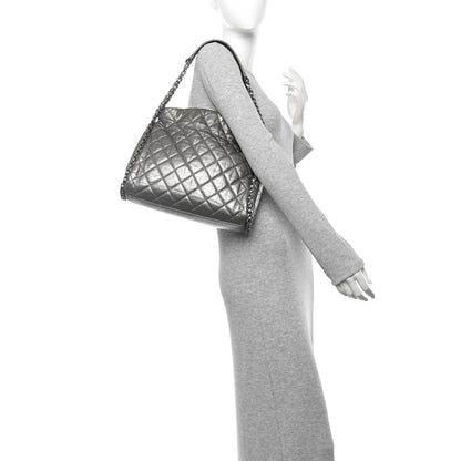 Chanel Metallic Calfskin Quilted Medium Chain Me Hobo Dark Silver 2 of 12