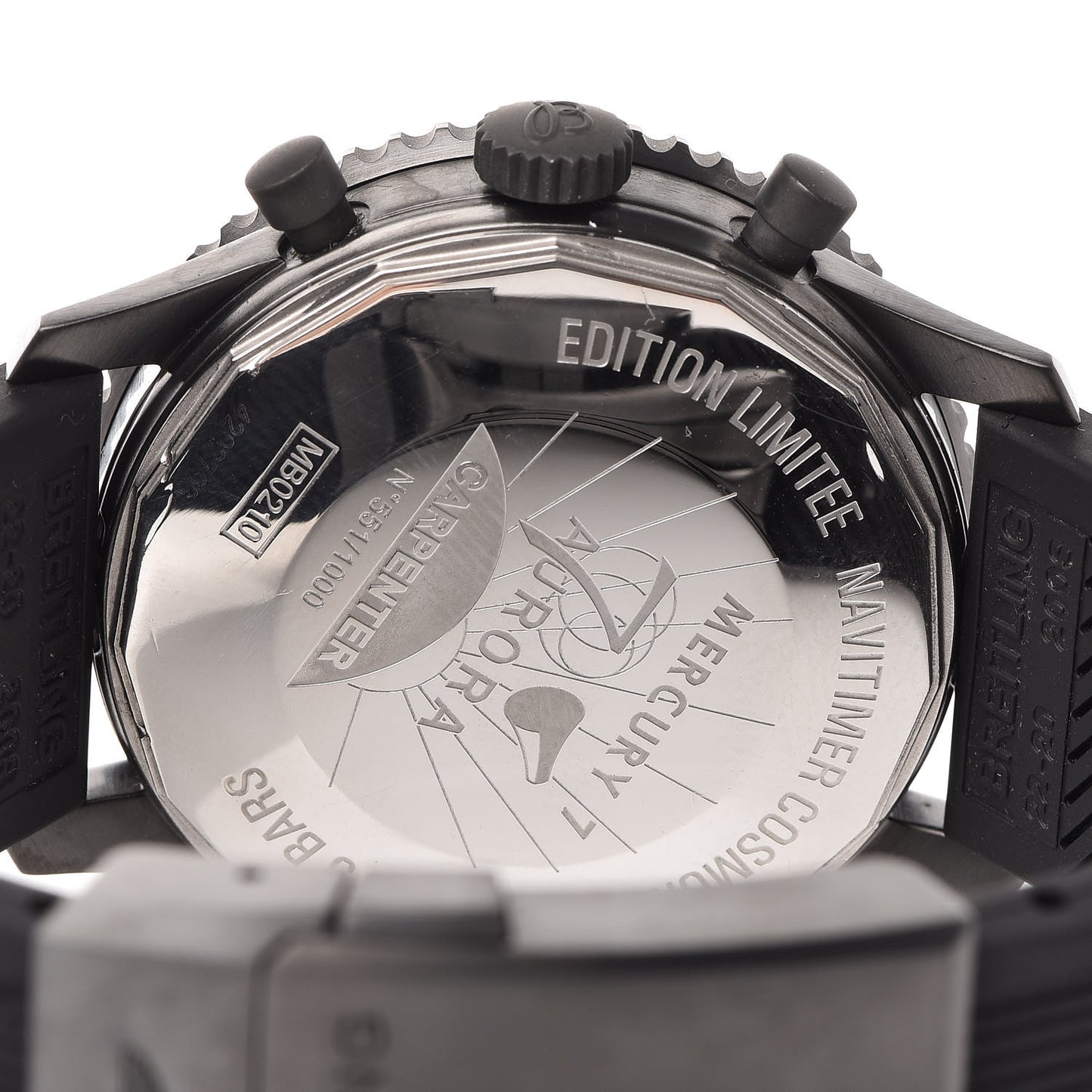 Black Steel Rubber 43mm Navitimer Cosmonaute Chronograph Automatic Watch Black MB0210B6