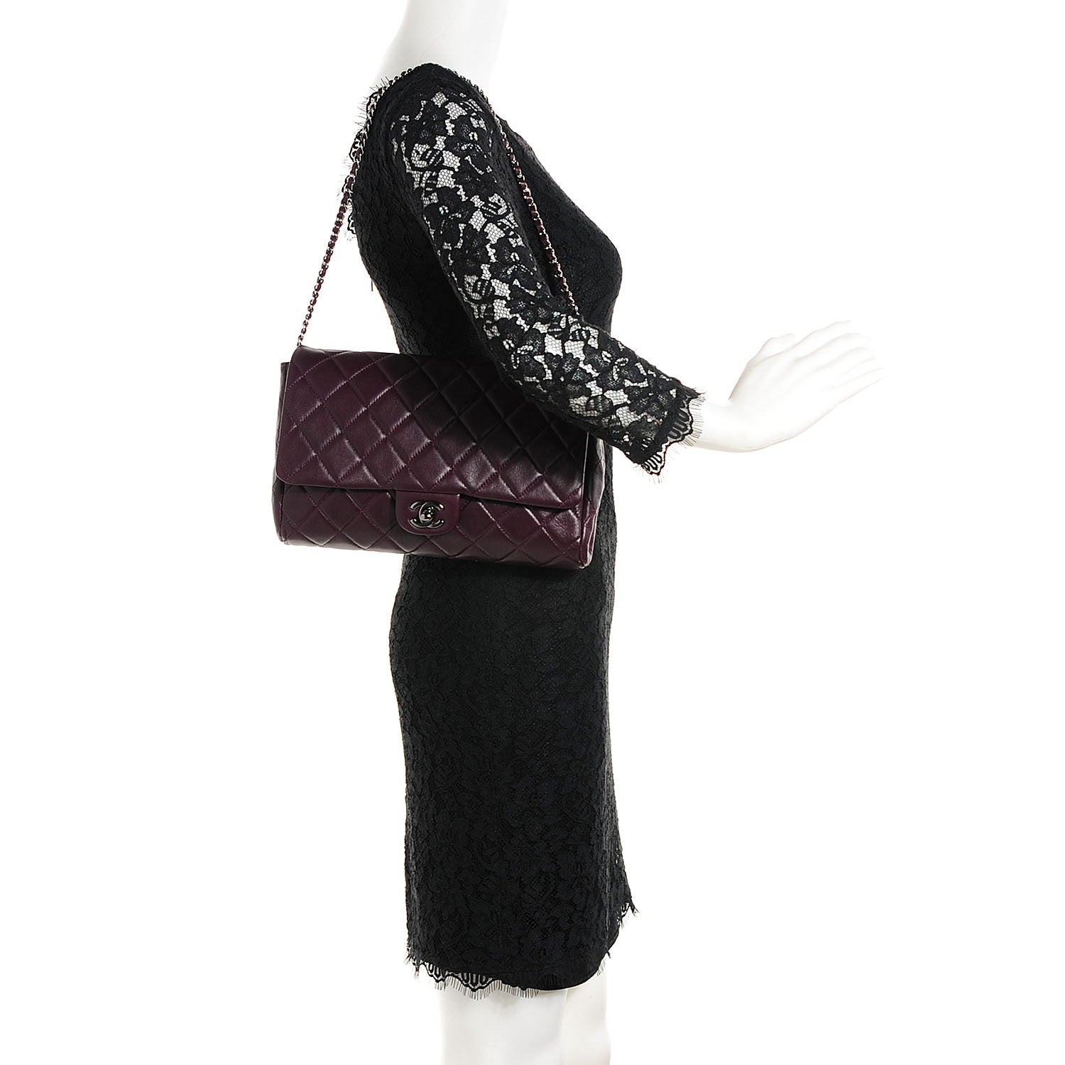 Chanel Lambskin Quilted Clutch With Chain Flap Purple 2 of 7