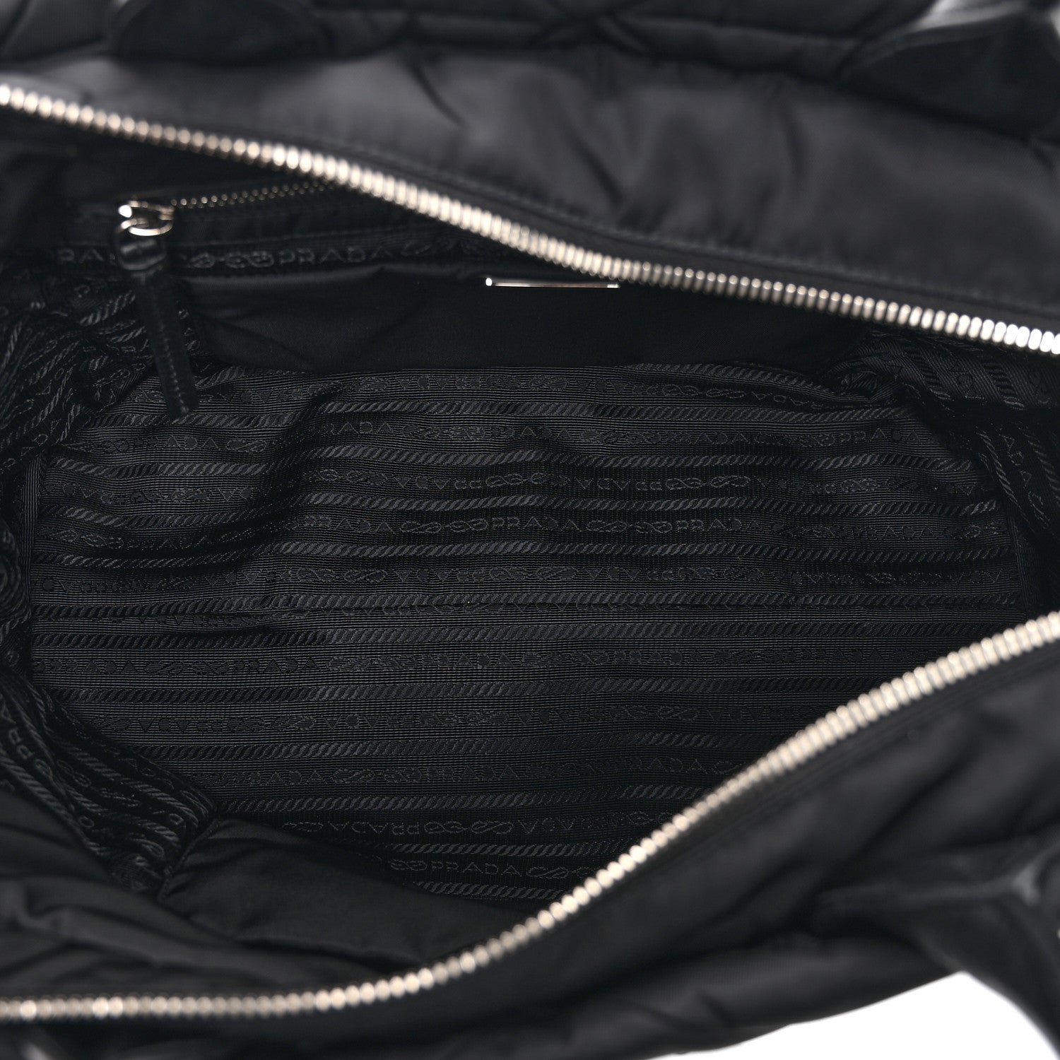 Prada Re-Nylon Nappa Triangle Quilted Padded Medium Double Handled Zip Tote Black 5 of 10