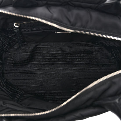 Prada Re-Nylon Nappa Triangle Quilted Padded Medium Double Handled Zip Tote Black 5 of 10