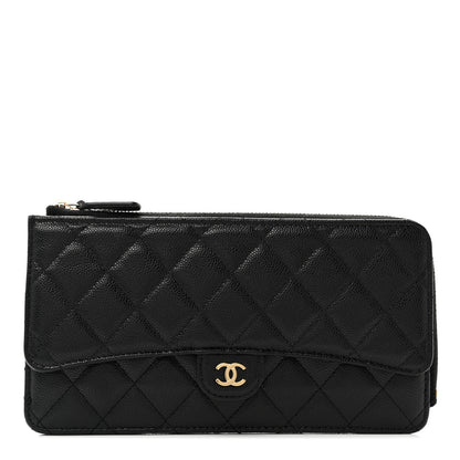 Chanel Caviar Quilted Flap Zip Pouch Black 1 of 11
