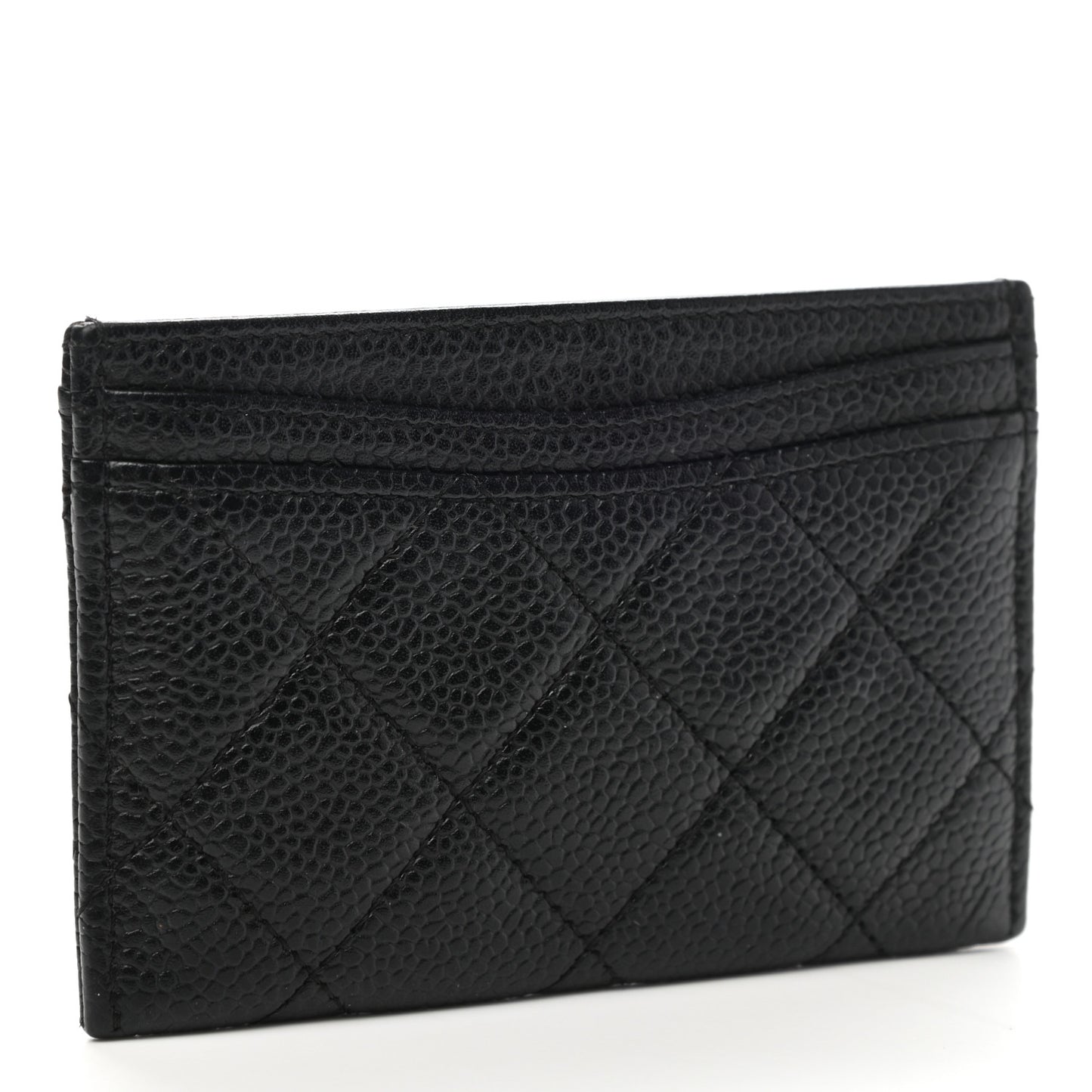 Caviar Quilted Card Holder Black