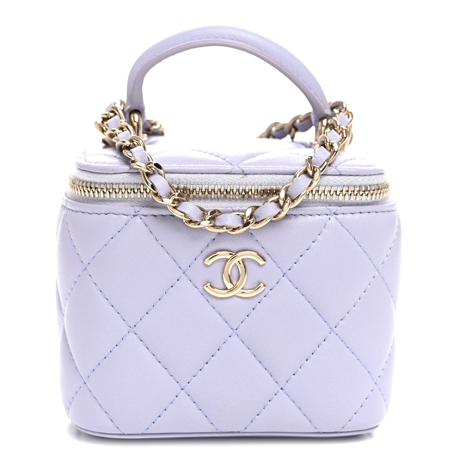 Chanel Lambskin Quilted Top Handle Mini Vanity Case With Chain Lilac 1 of 10