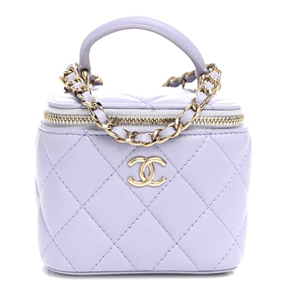 Chanel Lambskin Quilted Top Handle Mini Vanity Case With Chain Lilac 1 of 10