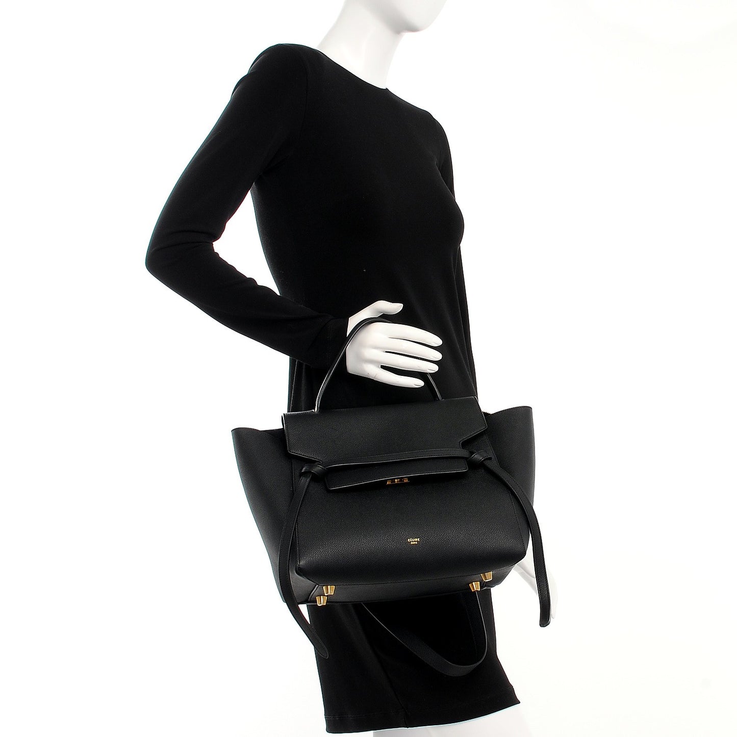 Grained Calfskin Mini Belt Bag Black