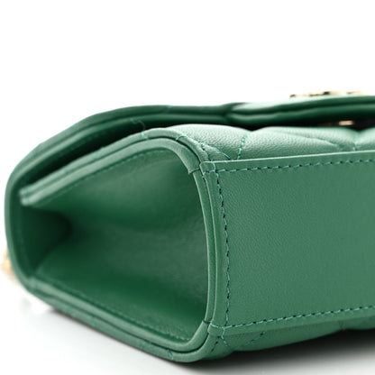 Chanel Lambskin Quilted Top Handle Flap Clutch With Chain Green 9 of 11