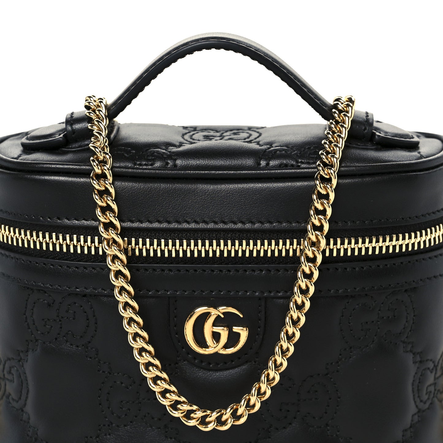 Calfskin GG Matelasse Mini Top Handle Bag Black