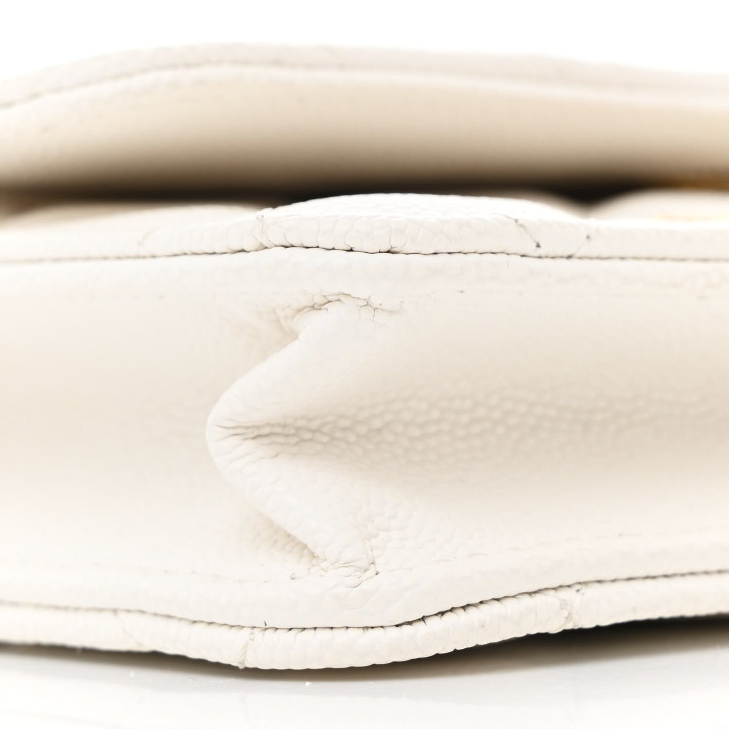 Caviar Quilted Enamel Coco Casino Flap Phone Holder With Chain White