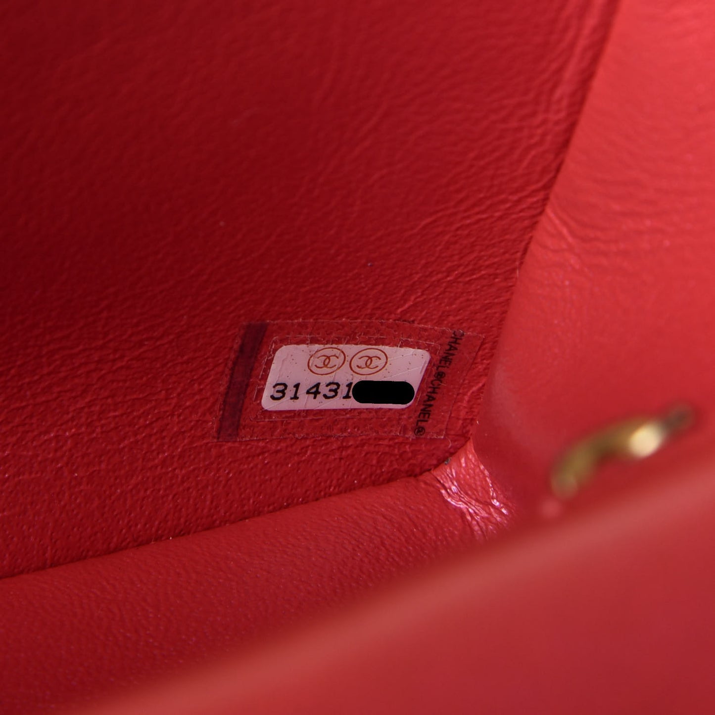 Iridescent Lambskin Quilted Mini Top Handle Rectangular Flap Red