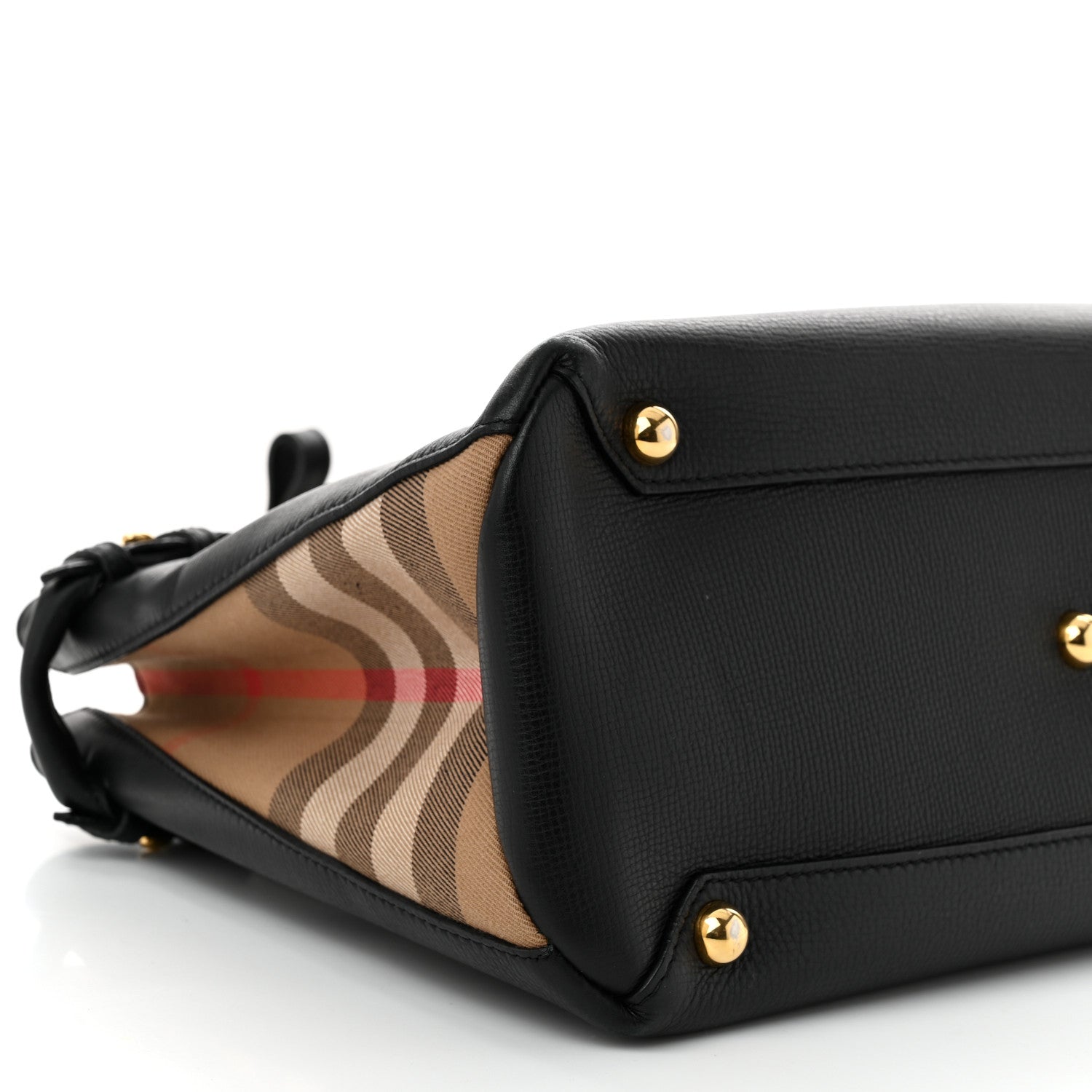 Burberry Derby Calfskin House Check Medium Banner Tote Black 8 of 9