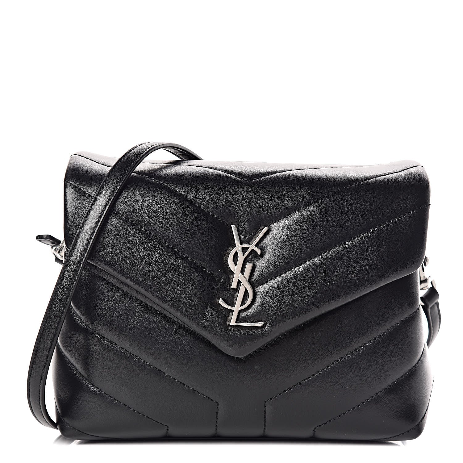 Saint Laurent Calfskin Y Quilted Monogram Toy Loulou Crossbody Bag Black 1 of 11