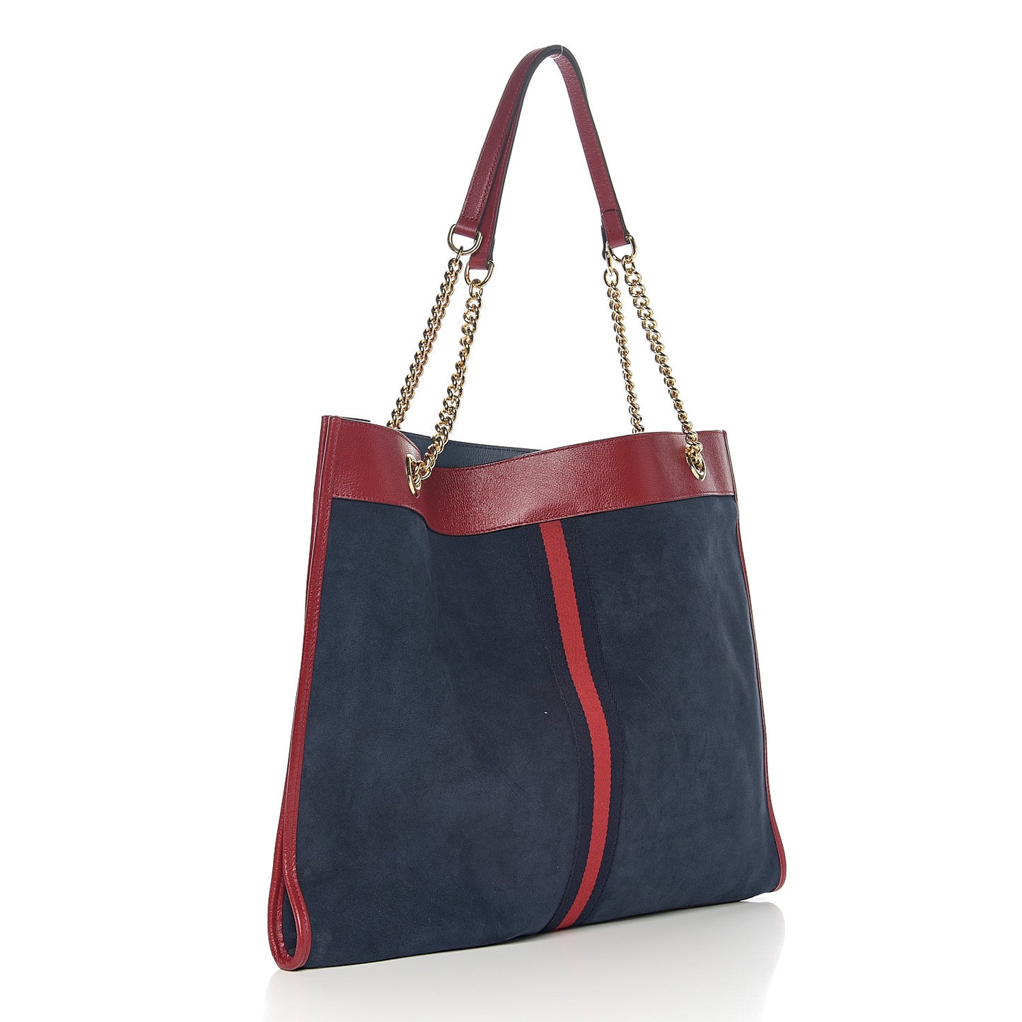 Suede Calfskin Large Rajah Chain Tote New Blue Romantic Cherry