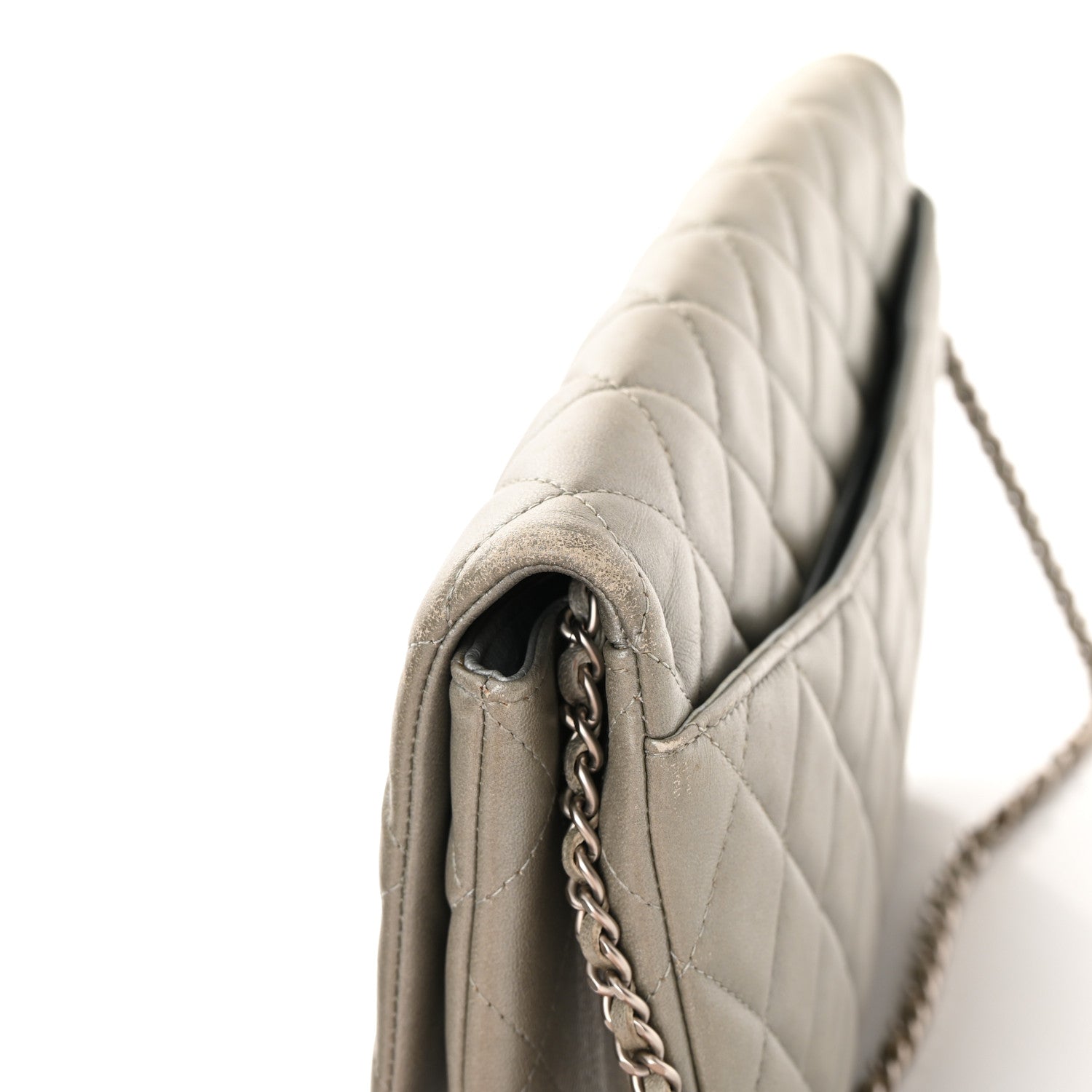 Chanel Lambskin Quilted Clutch With Chain Flap Grey 10 of 13