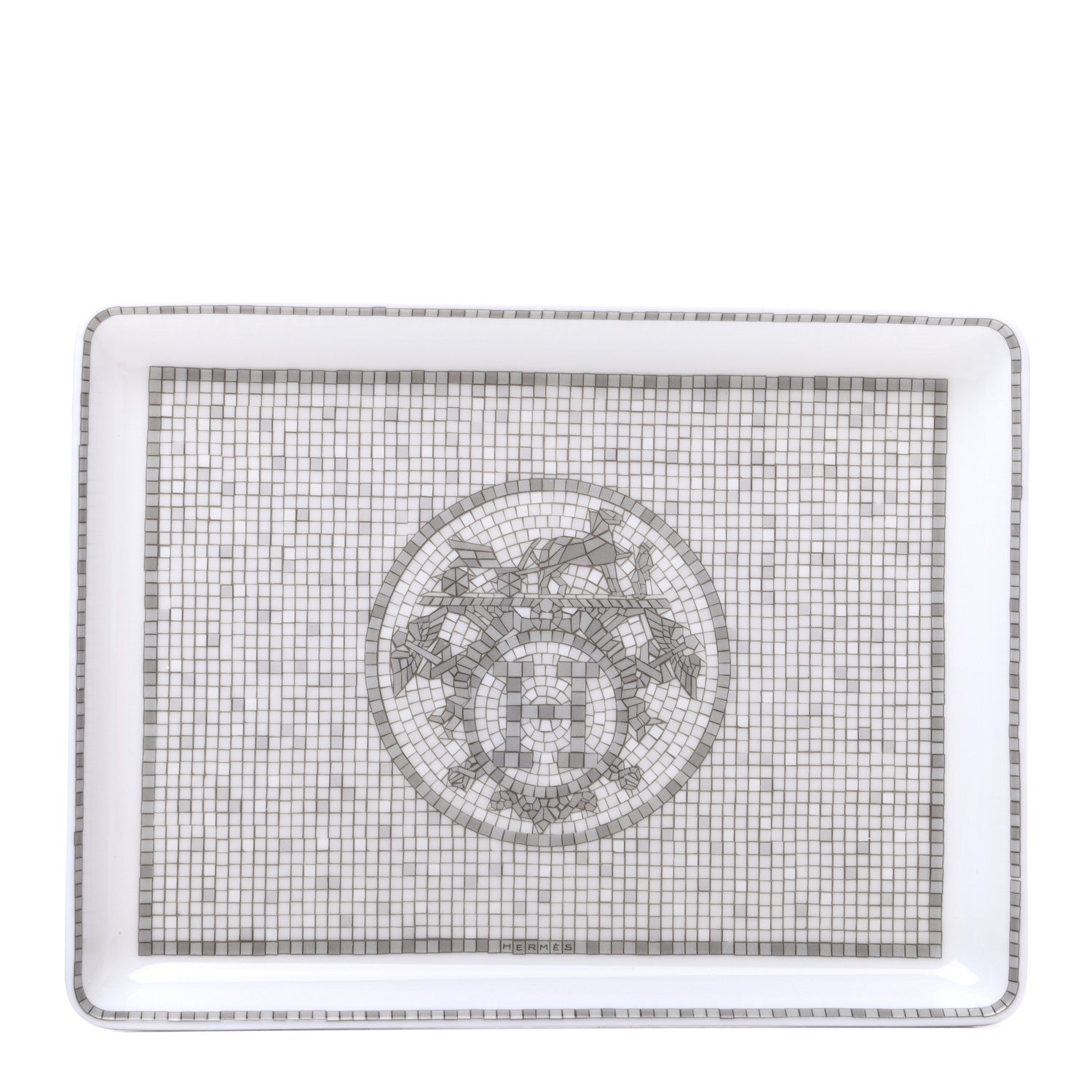 Hermes Porcelain Mosaique Au 24 Sushi Plate Platine 1 of 6