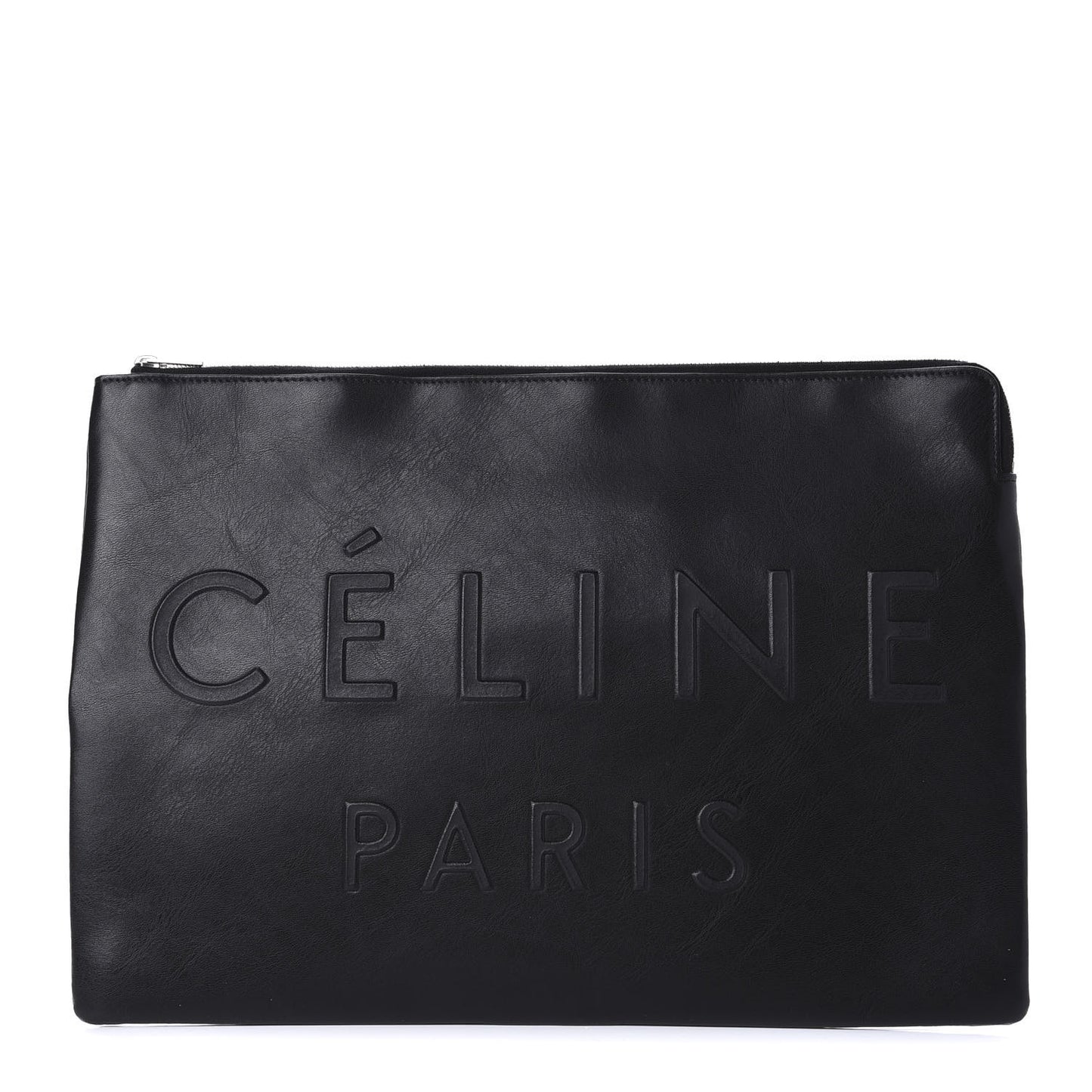 Calfskin Large Made In Clutch Pouch Black