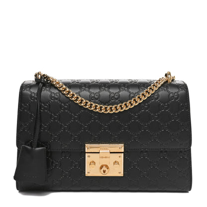 Gucci Guccissima Medium Padlock Shoulder Bag Black 1 of 10