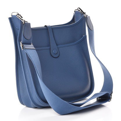 Hermes Taurillon Clemence Evelyne III PM Bleu Agate 3 of 10